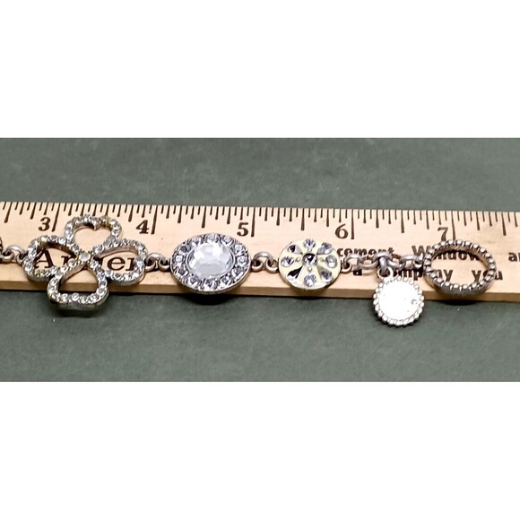Jessica Simpson Bracelet Chain Clover Silvertone Sand Dollar Disc Star Toggle 7" - Picture 11 of 16